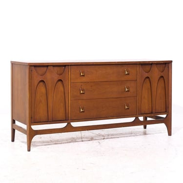 Broyhill Brasilia Mid Century Walnut and Brass Credenza - mcm 