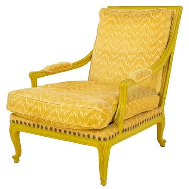 Louis XV Style Yellow Painted Upholstered Armchair