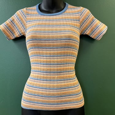 vintage striped t-shirt 70s fitted short sleeve stripes small 