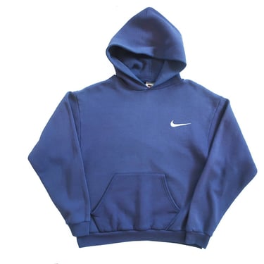 vintage hoodie / NIKE sweatshirt / 1990s Nike swoosh navy blue pull over hoodie sweatshirt Small 