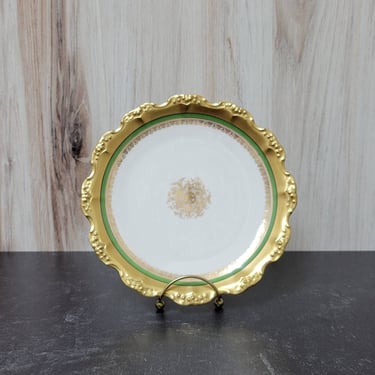 Antique Limoges Gold Green and White Plate - Blakeman & Henderson 