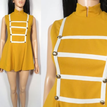 Vintage 70s Mustard Yellow Majorette Dress Size XXS 