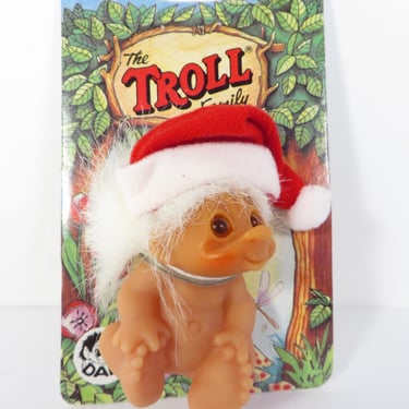 Vintage DAM Christmas Troll Doll 1985 - The Troll Family Xmas Baby Troll Model 51024 