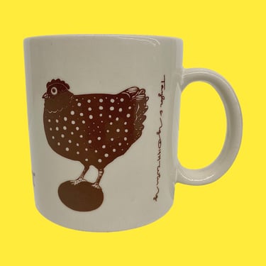 Vintage Taylor & Ng Mug Retro 1970s Farmhouse + Le Poulet + Beige and Brown + Ceramic + Win Ng + Chicken Kitchen + Drinking + Coffee or Tea 
