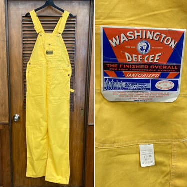 Vintage 1960’s -Deadstock- “Dee Cee” Yellow Mod Cotton Denim Jeans Overalls, W31 L36, Never Worn, 60’s Vintage Clothing 