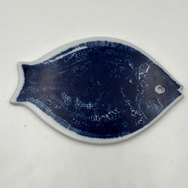 Danish Modern Fish Hot Plate Ceramic by Porsgrund Norway Handpainted