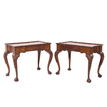 Maitland Smith Ball & Claw Chippendale Mahogany Tea End Table 