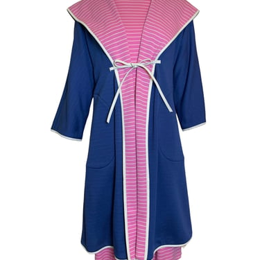 Bonnie Cashin for Sills 60s Blue and Pink Striped Coat and Dress Ensemble