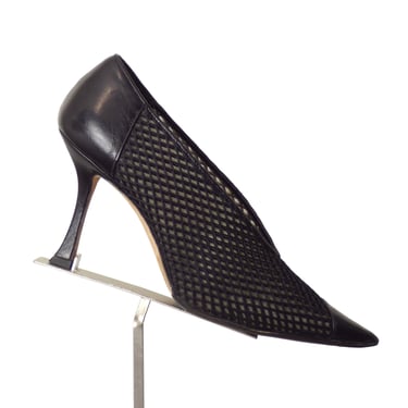 JIMMY CHOO-1990s Black Cage Pumps, Size-37