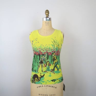 Vintage deadstock 1970s Wizard of Oz novelty print tank top, screen print tshirt 