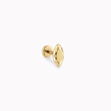 Faceted Gold Marquise Threaded Piercing Stud