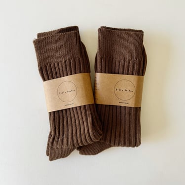 Billy Bamboo | Ribbed Cotton Socks in Milk Chocolate