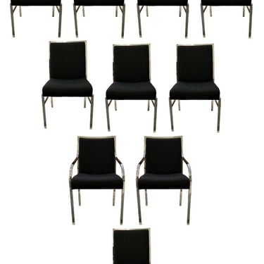 Mid Century Modern Set 10 Milo Baughman Curved Chrome Dining Chairs 1980’s 