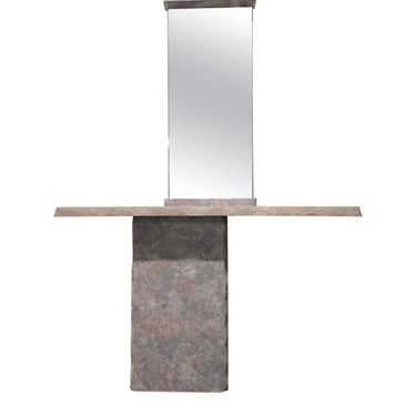 1980s Deco Laminate Console with Unattached Hanging Mirror 