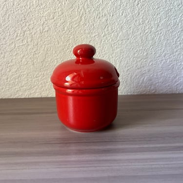 Vintage Waechtersbach West Germany Sugar Bowl & Lid Solid Color Red 