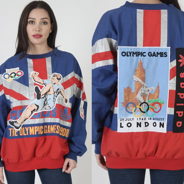 Adidas Trefoil Red White And Blue Sweatshirt, Vintage London Olympic Games Crewneck L 