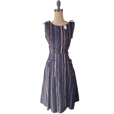 1940s dead stock striped dress 