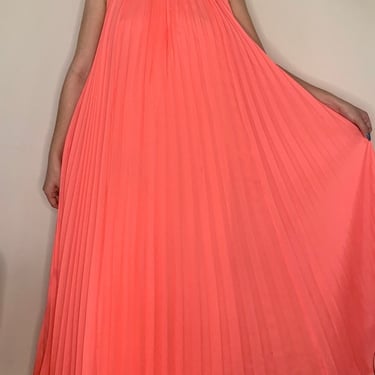 Vintage 60&amp;#39;s Bill Tice Coral Pleated Gown by VintageRosemond