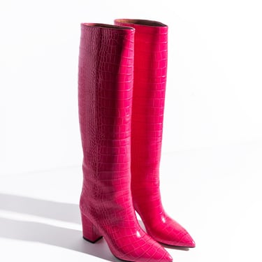 PARIS TEXAS Hot Pink Croc Boots (Sz. 38)