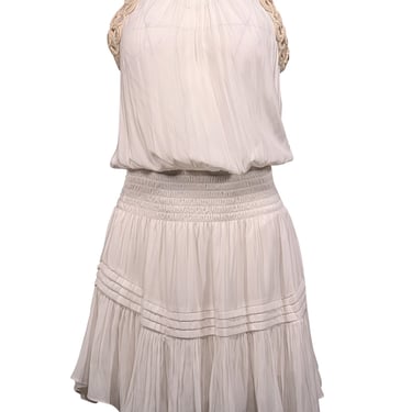 Ramy Brook - Ivory w/ Beige Rope Trim Smocked Waist Dress Sz XS