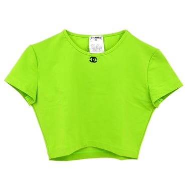 Chanel 1995 Cropped T-shirt Top Green #38
