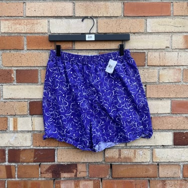 vintage 90s purple cotton hibiscus shorts / m medium 