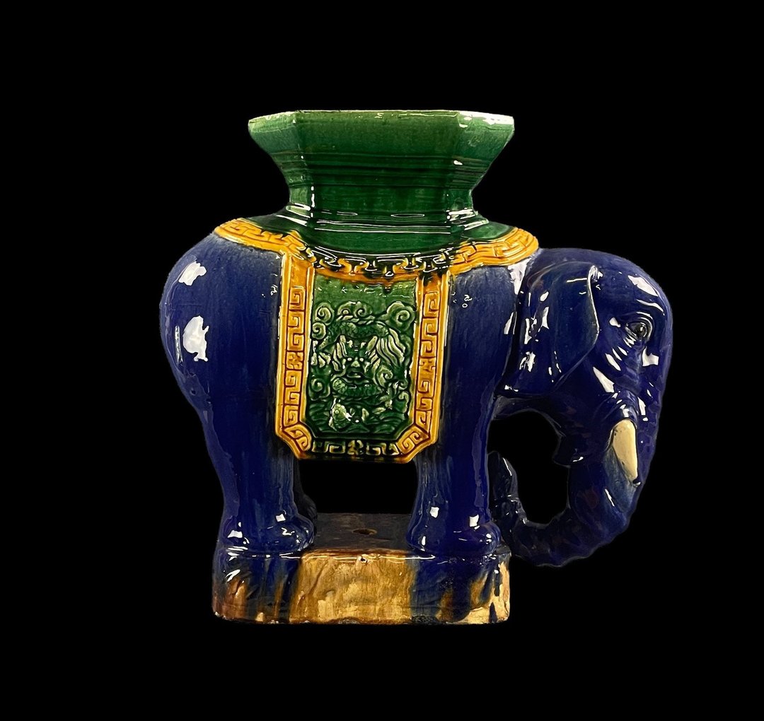 Vintage ceramic elephant plant stand Curbside Salvage Oak Park, IL