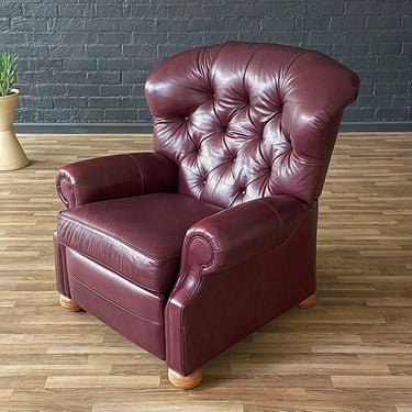 Ethan Allen Burgundy Leather Chesterfield Reclining Chair 