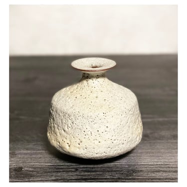 SHIPS NOW- Flanged Stoneware White Crater Vase 