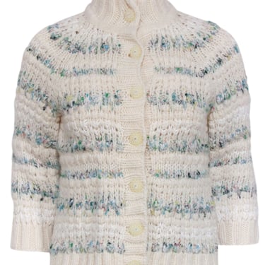 Cynthia Steffe - Ivory & Multi Color Woven Button Front Cardigan Sz M