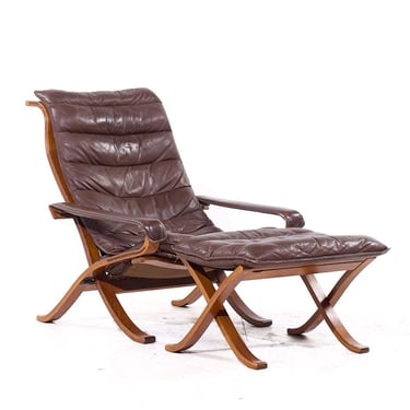 Ingmar Relling for Westnofa Mid Century Leather Lounge Chair and Ottoman - mcm 