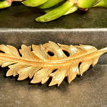 Vintage Coro Brooch Gold Tone Leaf Pin Signed 1961 Mid Century Jewelry Retro 60s 1960s 