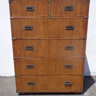 Campaign Chest of Drawers Dresser Tallboy Highboy Vintage Mid Century MCM Bureau Media Console Chinoiserie Asian Chinese CUSTOM PAINT Avail 
