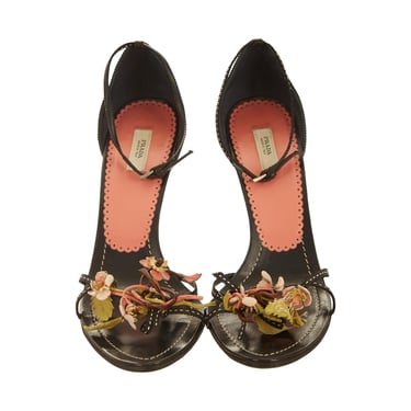 Prada Black Flower Heels