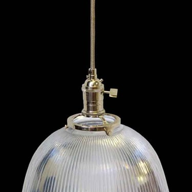 Custom 1920s Antique frosted 6.5 in. Holophane Pendant Light