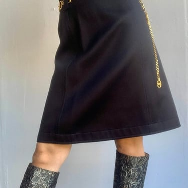 Vintage 90&#39;s Courreges Black A Line High Waisted Skirt by VintageRosemond