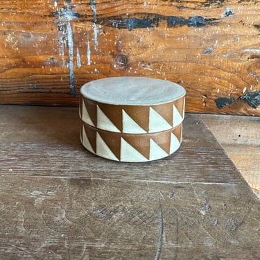 Salt Box - White and Brown Geometric Shapes 