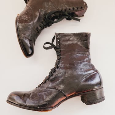 Antique Granny Boots Lace Up Ankle Style Edwardian Era 6.5 
