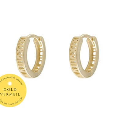 E065 18k gold vermeil Roman Numeral Earring, gold hoop, gold hoop earring, gold earring, roman number earring, roman numeral hoop earring 