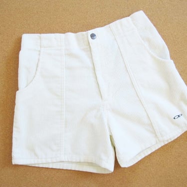 90s White OP Corduroy Shorts 30-34 Waist - 1990s Cord Surf Shorts - Unisex Elastic Shorts - 90s Clothing 