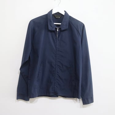 vintage MID-century navy blue 50s 60s jacket men's zipper coat -- size medium 