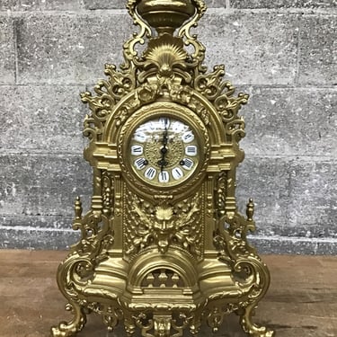 Fantastical Chunky Imperial Italian Brass Mantel Clock (Seattle)