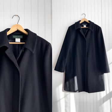 black wool coat 90s vintage Harve Benard minimalist oversized coat 