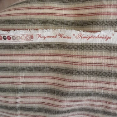 Vintage Raymond Waits Screen Print / Mill Creek Stripe Cotton Fabric / 2 YARDS 