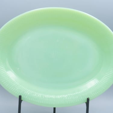 Anchor Hocking Jadeite Serving Platter, Anchor Hocking Fire-King Jane Ray | Vintage Green Glass Dinnerware Mid Century Tableware Kitchenware 