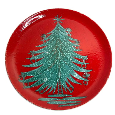 Vintage 60s Italian Ceramic Christmas Plate by Mancioli For Lord + Taylor 