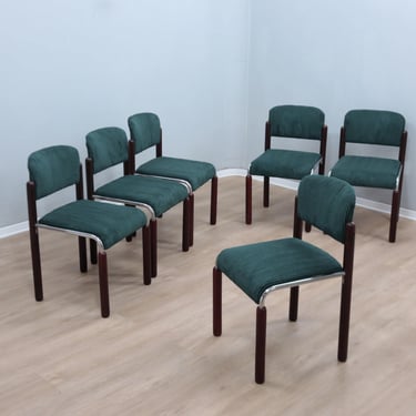 Vintage chrome and wood tubular chairs 1970s 