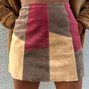 Lena Vtg Leather Patchwork Mini Skirt | 8