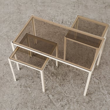 Set of 3 Artimeta (attr) Nesting Tables with Inset Smoked Glass