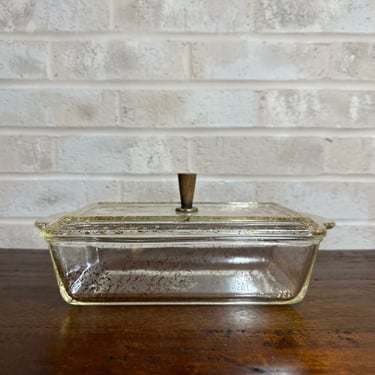 Vintage Fire King 409 Gold Speckled Lidded Dish - 1 Quart - Collectible Kitchenware 